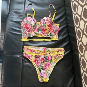 Victoria's Secret x Mary Katrantzou Long Line Demi Bra and Panty Set